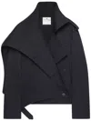 Courrèges Oblique Short Cotton Wrap Trench Coat In Black