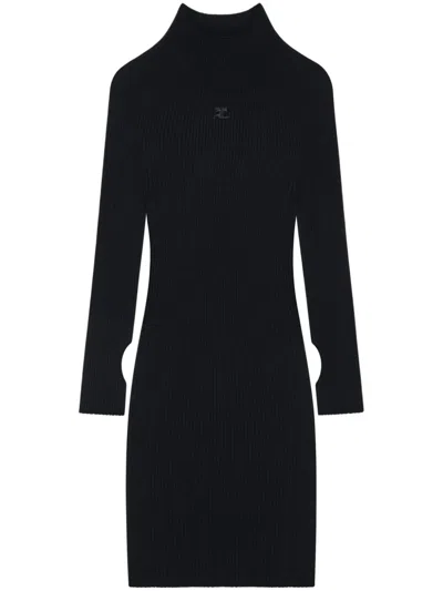 Courrèges Courreges Short Ribbed Dress In Black