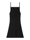 Courrèges Abito Corto In Viscosa A Coste Con Ricamo Logo In Negro