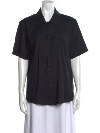 Pre-owned Courrèges Short Sleeve Button-up Top In Black