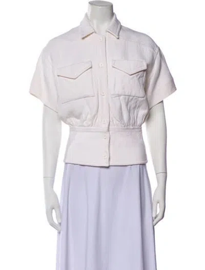 Pre-owned Courrèges Short Sleeve Button-up Top In Pink