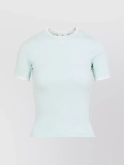 Courrèges Short Sleeve Crew Neck T-shirt Design In Blue