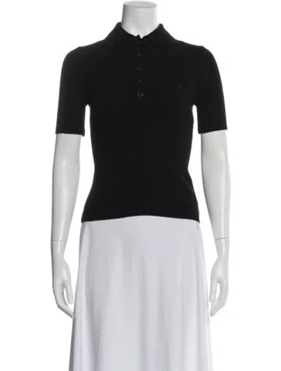 Pre-owned Courrèges Short Sleeve Polo In Black