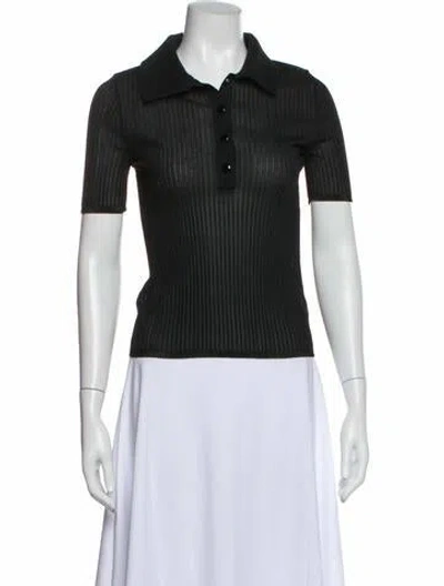 Pre-owned Courrèges Short Sleeve Polo In Black