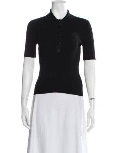 Pre-owned Courrèges Short Sleeve Polo In Black