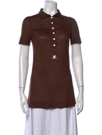 Pre-owned Courrèges Short Sleeve Polo In Brown