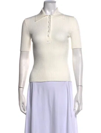 Pre-owned Courrèges Short Sleeve Polo In White
