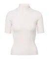 Courrèges Mock-neck Short-sleeve Rib Pullover In Pink