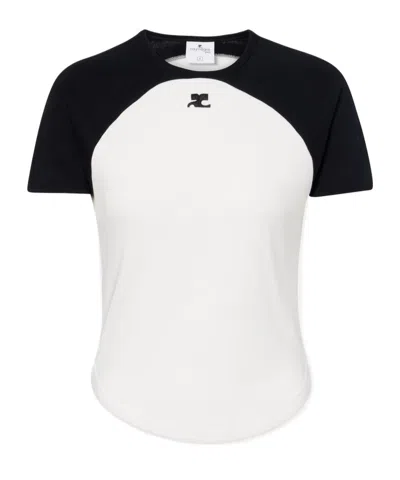 Courrèges Courreges Women Cotton T-shirt With Contrasting Circle In White