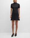 Courrèges Short-sleeve Twill A-line Mini Dress In Black