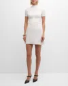 Courrèges Short-sleeve Twill A-line Mini Dress In Heritage White