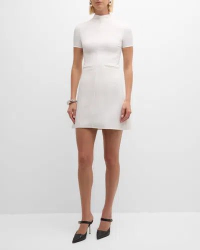 Courrèges Short-sleeve Twill A-line Mini Dress In Heritage White