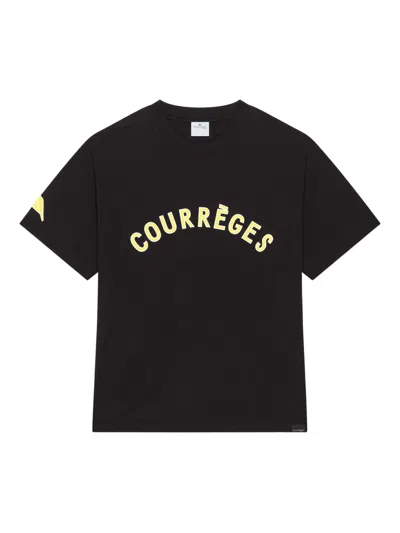 Courrèges Crew Neck Short Sleeve Straight Hem T-shirt In Black
