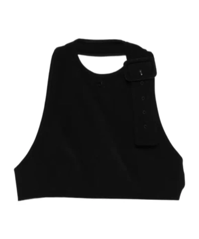 Courrèges Short-sleeved Halter Top In Black