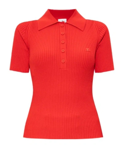 COURRÈGES SHORT-SLEEVED KNITTED T-SHIRT