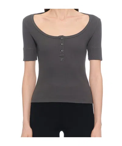 Courrèges Short-sleeved Knitwear In Gray