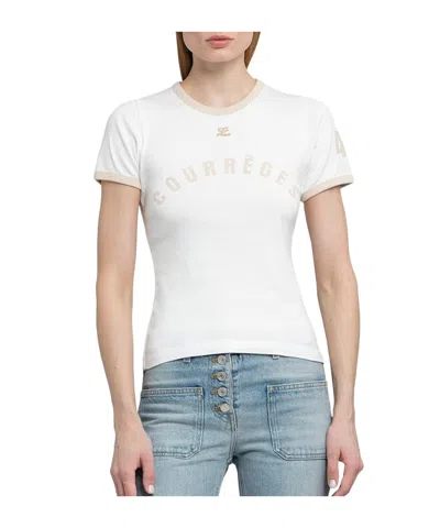Courrèges Short-sleeved Printed T-shirt In White