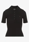 Courrèges Courreges Black Viscose Blend Polo Shirt Women In Black