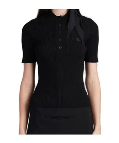 COURRÈGES COURRÈGES SHORT-SLEEVED RIBBED POLO SHIRT