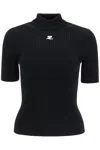 Courrèges Black Reedition Short Sleeves Rib Knit Sweater