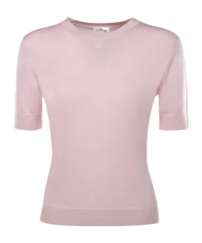 Courrèges Short-sleeved Sweater In Pink