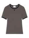 Courrèges Cotton T-shirt With Contrasting Trim In Gray