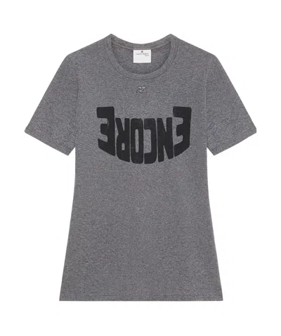 Courrèges Short-sleeved T-shirt In Dark Heather Grey/black