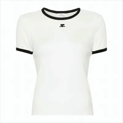 Courrèges Short-sleeved T-shirt With Contrasting Trim In White