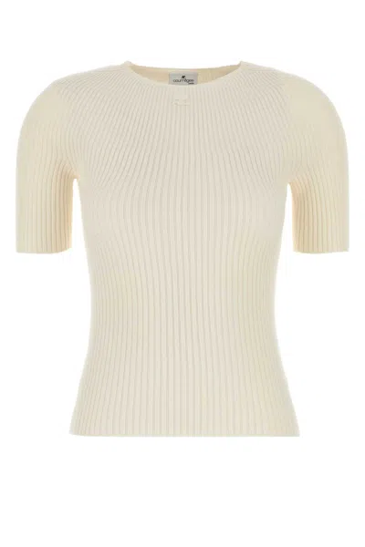 COURRÈGES SHORT SLEEVES LIGHT RIB SWEATER