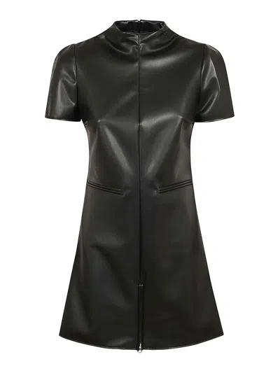 COURRÈGES SHORT SLEEVES PU A-LINE DRESS