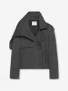 Courrèges Oversized-collar Cropped Jacket In Gray