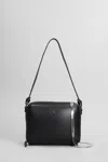 Courrèges Rectangular Black Calf Leather Clutch With Detachable Straps In Black