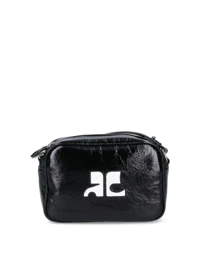 Courrèges Double Strap Shoulder Bag In Black