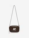Courrèges Structured Brown Calf Leather Camera Bag With Detachable Strap In Brown