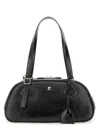Courrèges Black Calf Leather Bos Taurus Shoulder Bag In Black