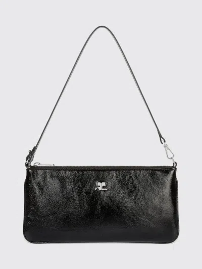 COURRÈGES COURRÈGES SMALL CRINKLED-EFFECT PATENT LEATHER SHOULDER BAG,I65590002