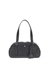 Courrèges Black Calf Leather Bos Taurus Shoulder Bag In Black