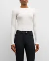 Courrèges Shoulder Snaps Long-sleeve Rib Sweater In Heritage White