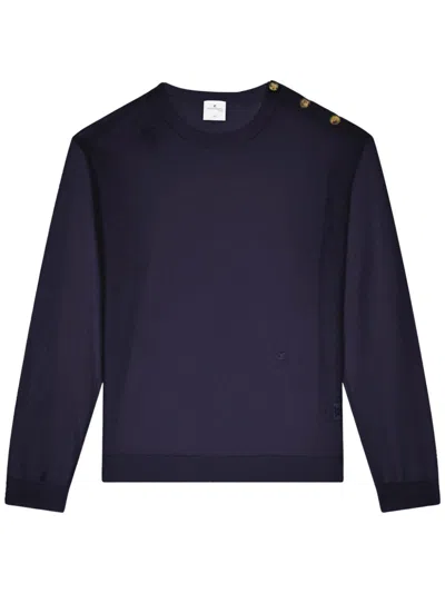 Courrèges Shoulder-snaps Sweater In Blue