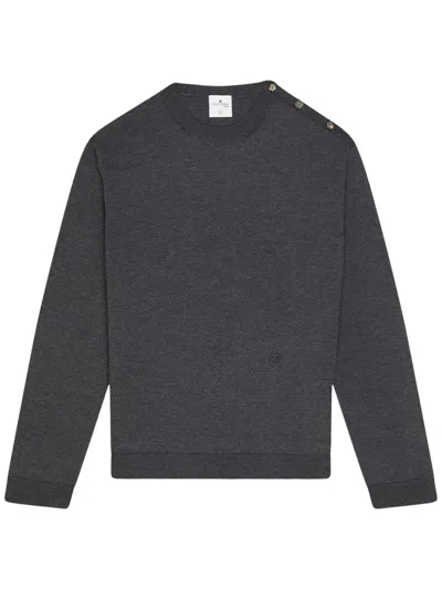 Courrèges Shoulder-snaps Sweater In Grey