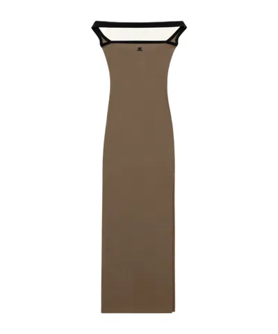 Courrèges Side Slit Dress In Brown