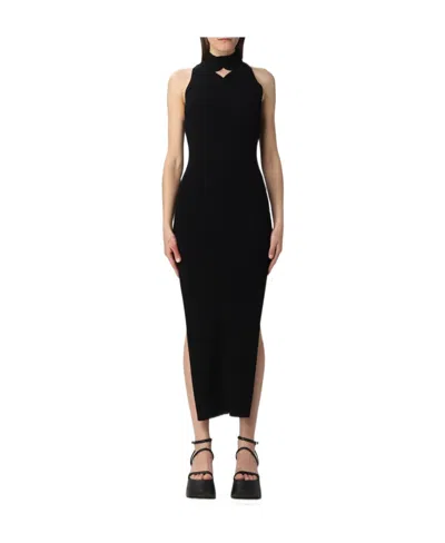 Courrèges Side-slit Knitted Dress In Black