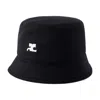 Courrèges Logo Embroidered Canvas Bucket Hat In Black
