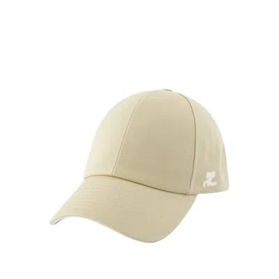 Courrèges Signature Cap - Cotton - Beige In Multi