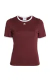 Courrèges Signature Contrast Cotton T-shirt In Burgundy