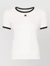 Courrèges Courreges Women Cotton T-shirt With Contrasting Profiles In White
