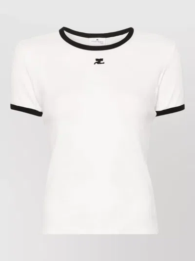 Courrèges Courreges Women Cotton T-shirt With Contrasting Profiles In White