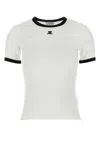 Courrèges Fitted White T-shirt With Contrasting Ribbed Trim In White