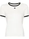 Courrèges Fitted White T-shirt With Contrasting Ribbed Trim In White