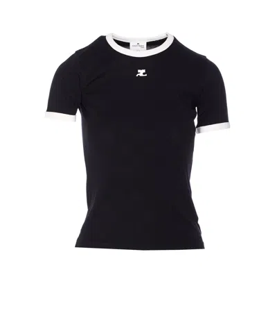 Courrèges Signature Contrast T-shirt In Black